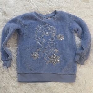 Disney Frozen Elsa girls sweatshirt fuzzy light blue with snowflakes